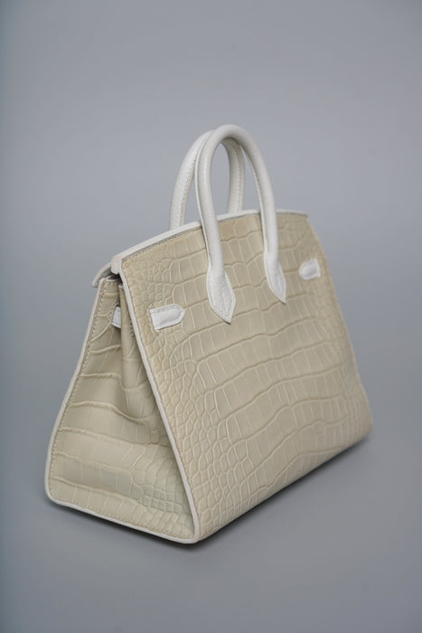 Hermes Birkin 20 in Faubourg White Snow Phw (Brand New)