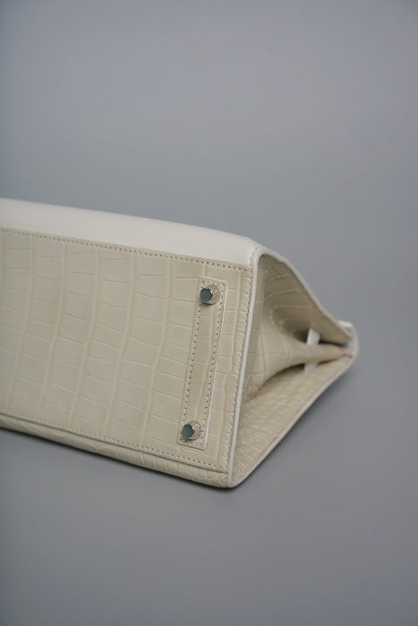 Hermes Birkin 20 in Faubourg White Snow Phw (Brand New)