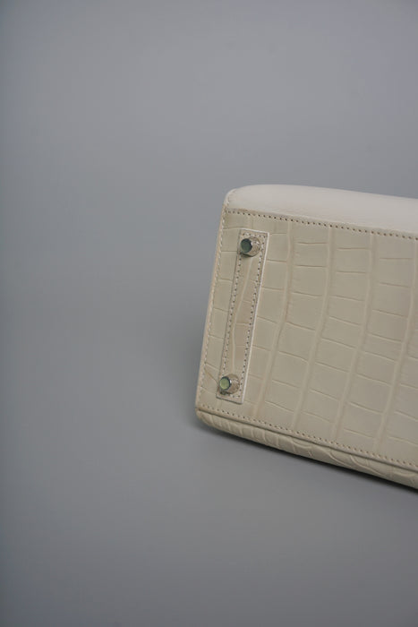 Hermes Birkin 20 in Faubourg White Snow Phw (Brand New)