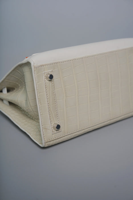 Hermes Birkin 20 in Faubourg White Snow Phw (Brand New)