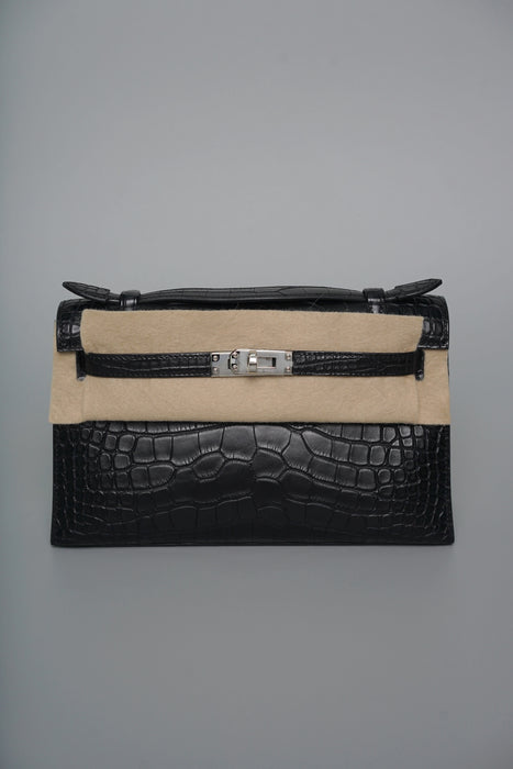 Hermes Kelly Pochette in Black Matte Alligator Phw (Brand New)