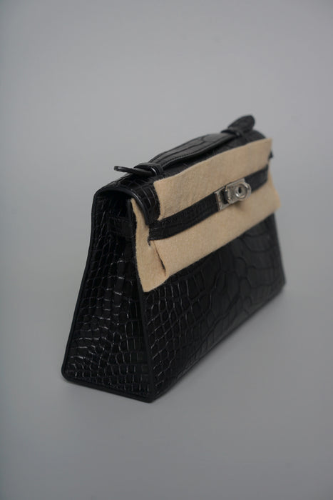 Hermes Kelly Pochette in Black Matte Alligator Phw (Brand New)