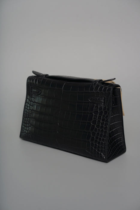 Hermes Kelly Pochette in Black Matte Alligator Phw (Brand New)