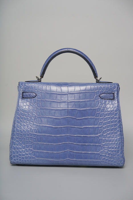 Hermes Kelly 32 in Blue Brighton Matte Alligator Phw