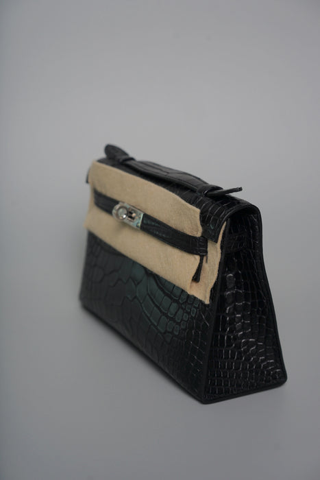 Hermes Kelly Pochette in Black Matte Alligator Phw (Brand New)