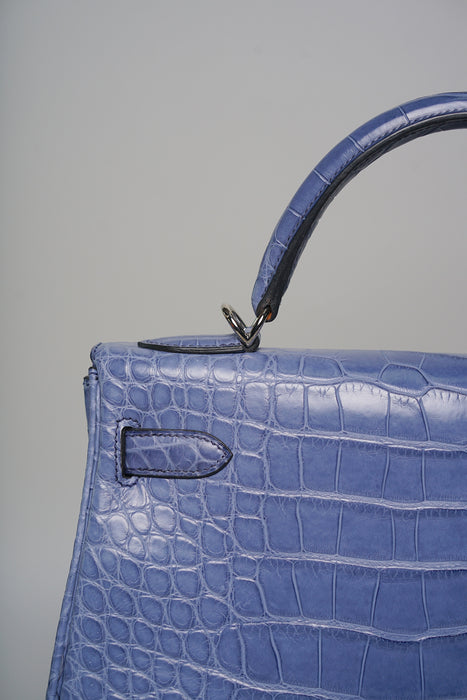 Hermes Kelly 32 in Blue Brighton Matte Alligator Phw