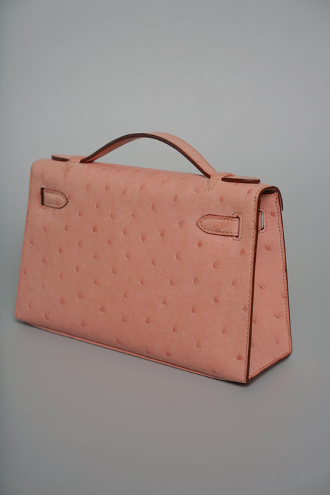 Hermes Kelly Pochette in Terre Cutie Ostrich Ghw
