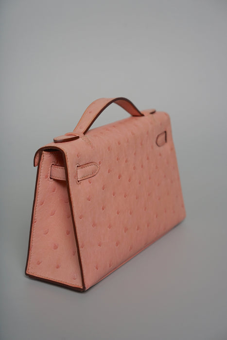 Hermes Kelly Pochette in Terre Cutie Ostrich Ghw