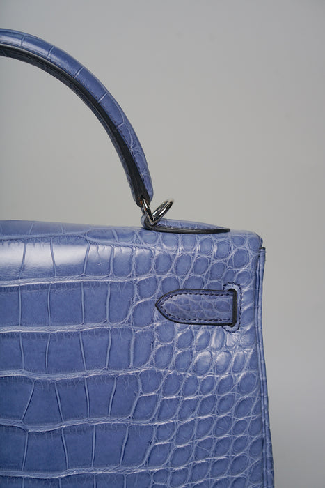 Hermes Kelly 32 in Blue Brighton Matte Alligator Phw