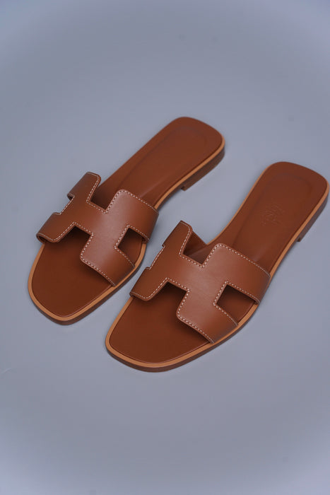 Hermes Oran Sandals in Gold Size 37 (Brand New)