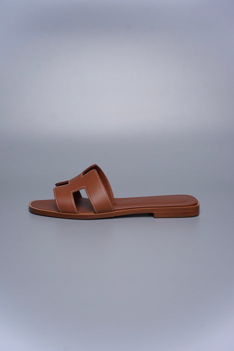 Hermes Oran Sandals in Gold Size 37 (Brand New)