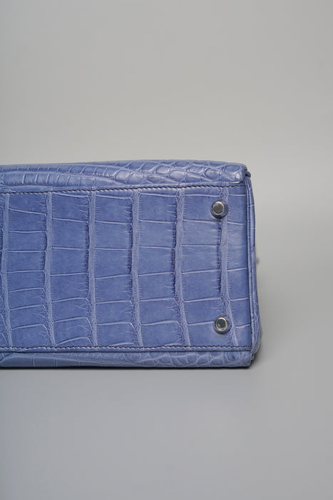Hermes Kelly 32 in Blue Brighton Matte Alligator Phw