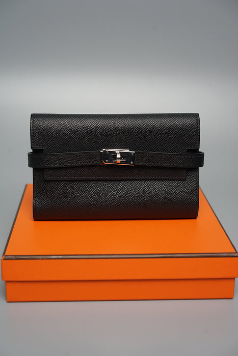 Hermes Kelly Trifold Wallet in Noir Phw