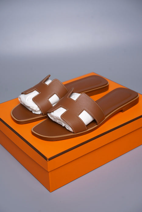 Hermes Oran Sandals in Gold Size 37 (Brand New)