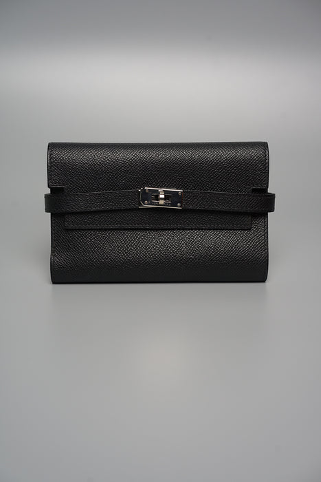 Hermes Kelly Trifold Wallet in Noir Phw