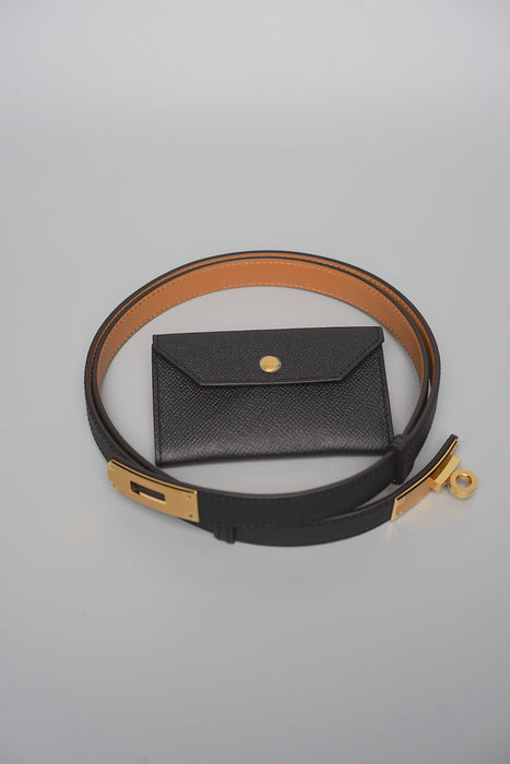 Hermes Kelly Pocket Belt in Black Ghw (Brand New)