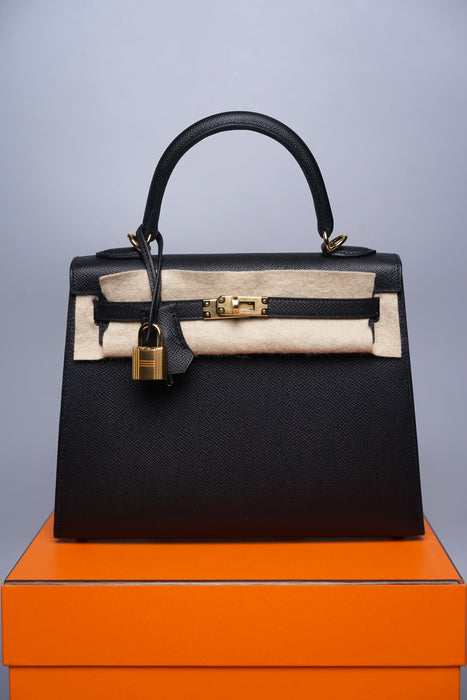 Hermes Kelly II Sellier 25 in Noir Ghw (Brand New)