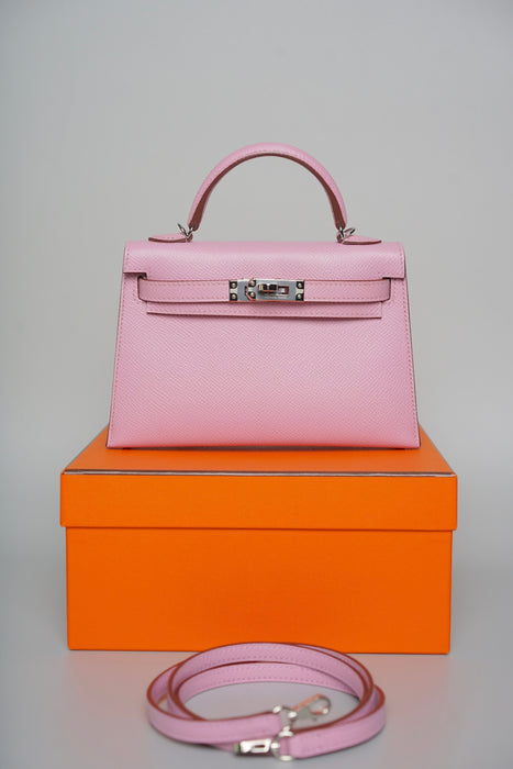 Hermes Kelly 20 in Mauve Sylvestre Epsom Phw (Brand New)