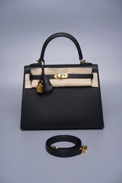 Hermes Kelly II Sellier 25 in Noir Ghw (Brand New)