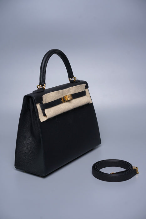 Hermes Kelly II Sellier 25 in Noir Ghw (Brand New)