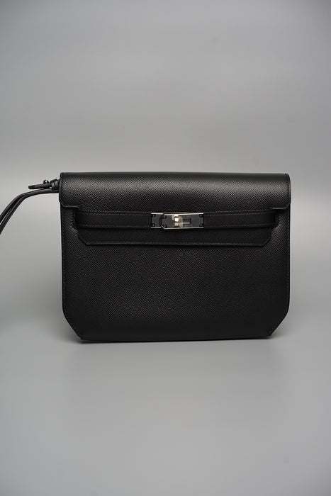 Hermes Kelly Depeches Pouch 25 in Noir Phw (Brand New)