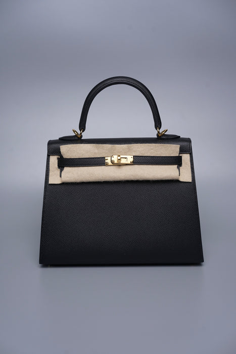 Hermes Kelly II Sellier 25 in Noir Ghw (Brand New)