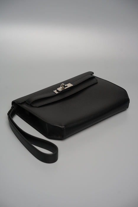 Hermes Kelly Depeches Pouch 25 in Noir Phw (Brand New)