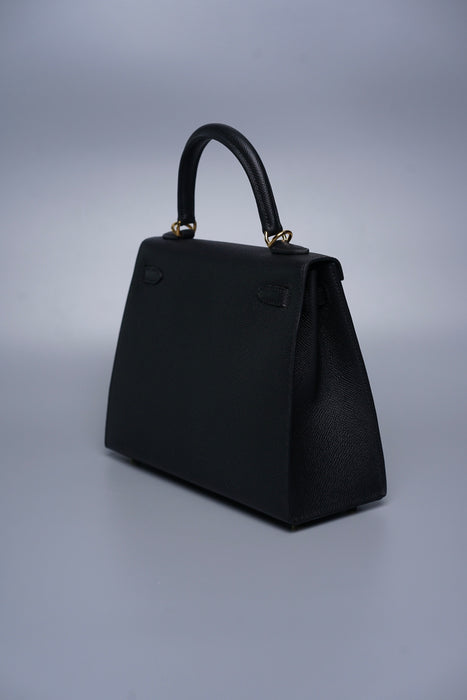 Hermes Kelly II Sellier 25 in Noir Ghw (Brand New)