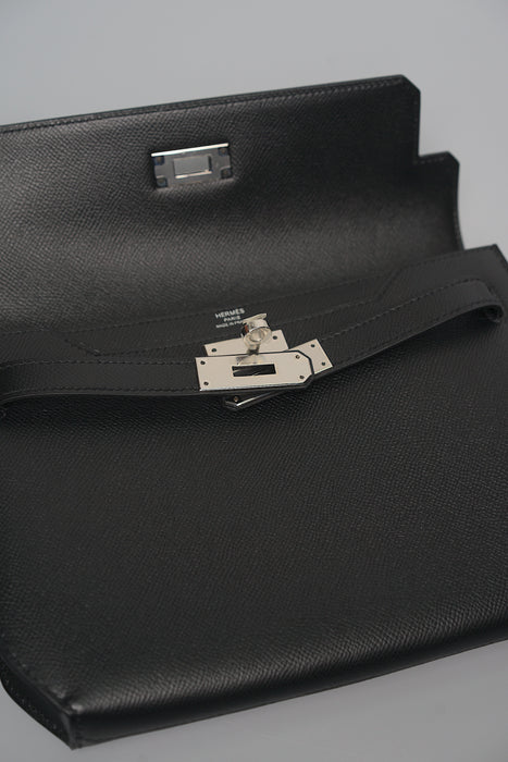 Hermes Kelly Depeches Pouch 25 in Noir Phw (Brand New)