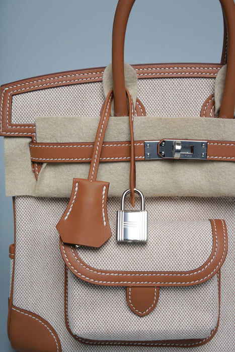 Hermes Cargo Birkin 25 in Gold / Ecru Phw (Brand New)