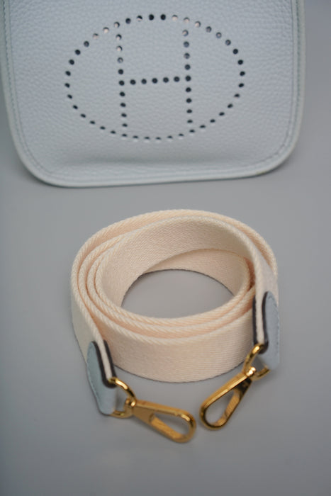 Hermes Mini Evelyne in Bleu Pale / Nata Ghw
