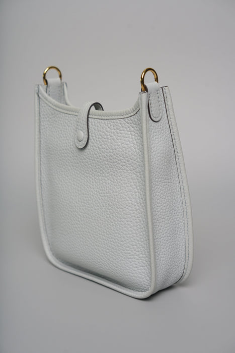 Hermes Mini Evelyne in Bleu Pale / Nata Ghw