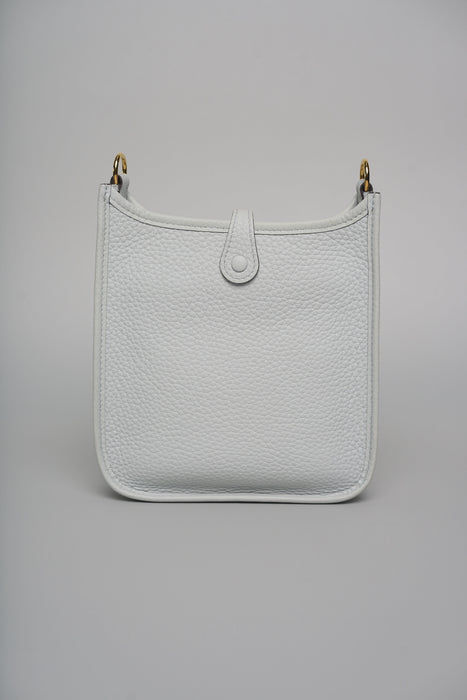 Hermes Mini Evelyne in Bleu Pale / Nata Ghw