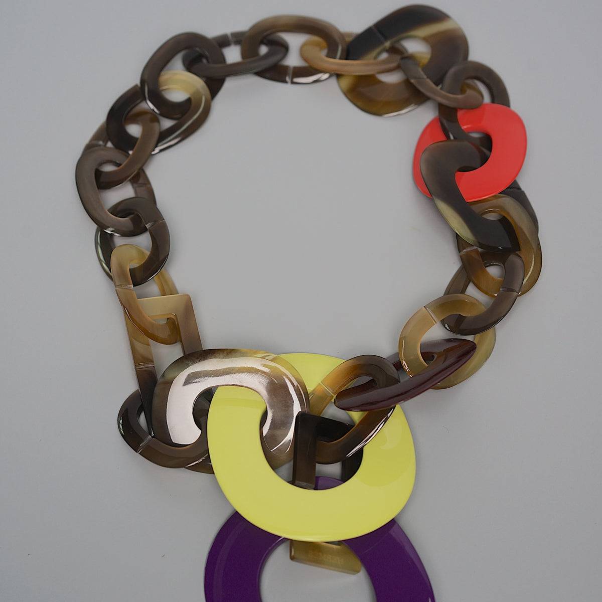 Hermes Buffalo Horn and Lacquer Necklace in Multi– ORANGEPORTER
