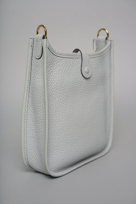 Hermes Mini Evelyne in Bleu Pale / Nata Ghw