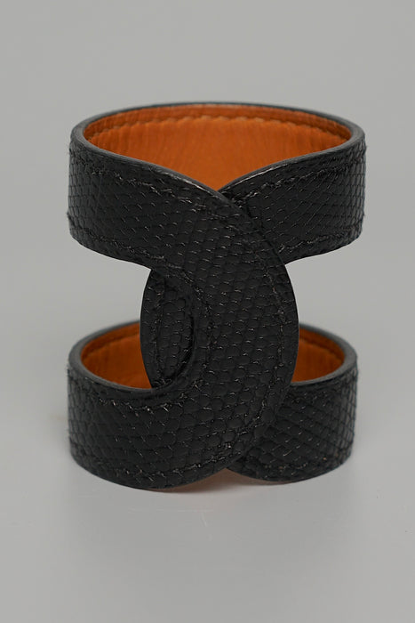 Hermes Ano Cuff in Black Lizard Size SM