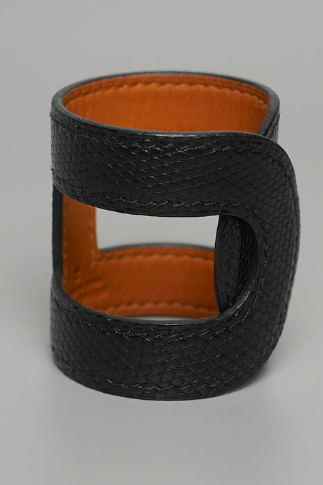 Hermes Ano Cuff in Black Lizard Size SM