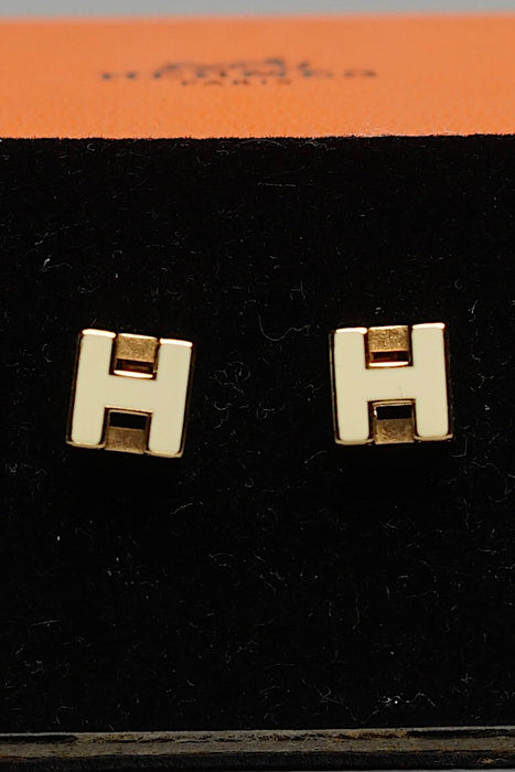 Hermes Cage D'H Earrings in Blanc Ghw