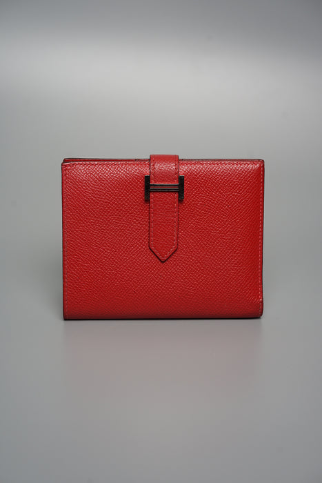 Hermes Bearn Compact Wallet in Rouge Casaque Phw