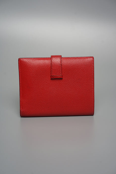 Hermes Bearn Compact Wallet in Rouge Casaque Phw