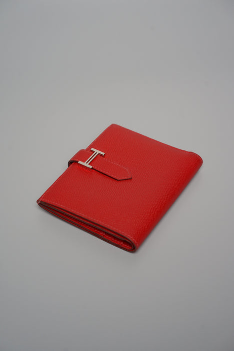 Hermes Bearn Compact Wallet in Rouge Casaque Phw