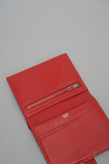 Hermes Bearn Compact Wallet in Rouge Casaque Phw