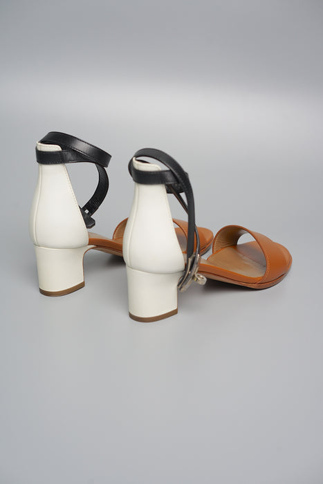 Hermes Manege Sandals in Natural/Blanc/Noir Phw Size 36