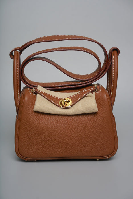 Hermes Mini Lindy in Gold Ghw