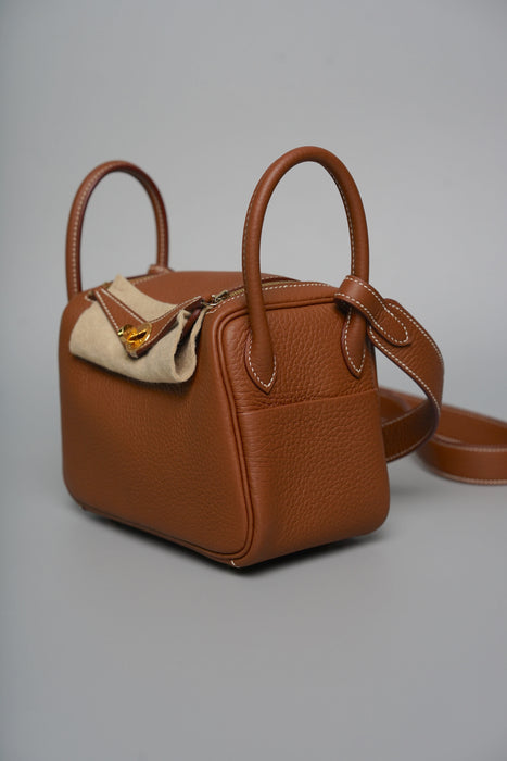 Hermes Mini Lindy in Gold Ghw