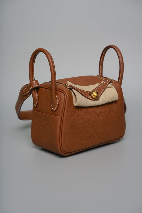 Hermes Mini Lindy in Gold Ghw