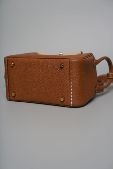 Hermes Mini Lindy in Gold Ghw