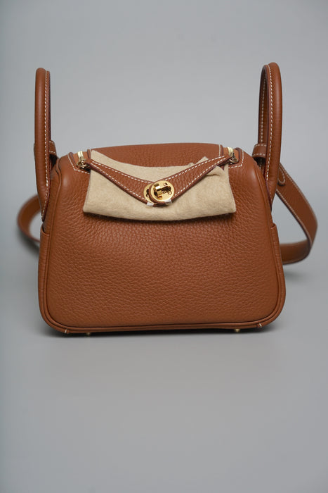 Hermes Mini Lindy in Gold Ghw