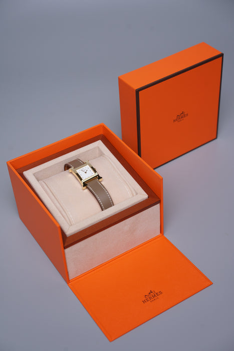 Hermes Heure H PM Watch in Etoupe Ghw (Brand New)