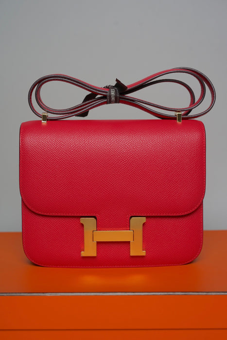 Hermes Constance 18 in Rose Extreme Epsom Ghw